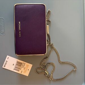 Michael Kors Grape Saffiano Leather Box Clutch